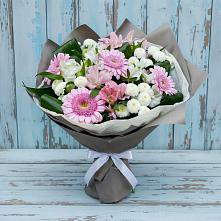 Букет цветов из:  Герберы, Альстромерии и Хризантемы в Шербакуле