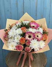 Букет цветов из:  Розы, Герберы и Хризантемы в Шербакуле