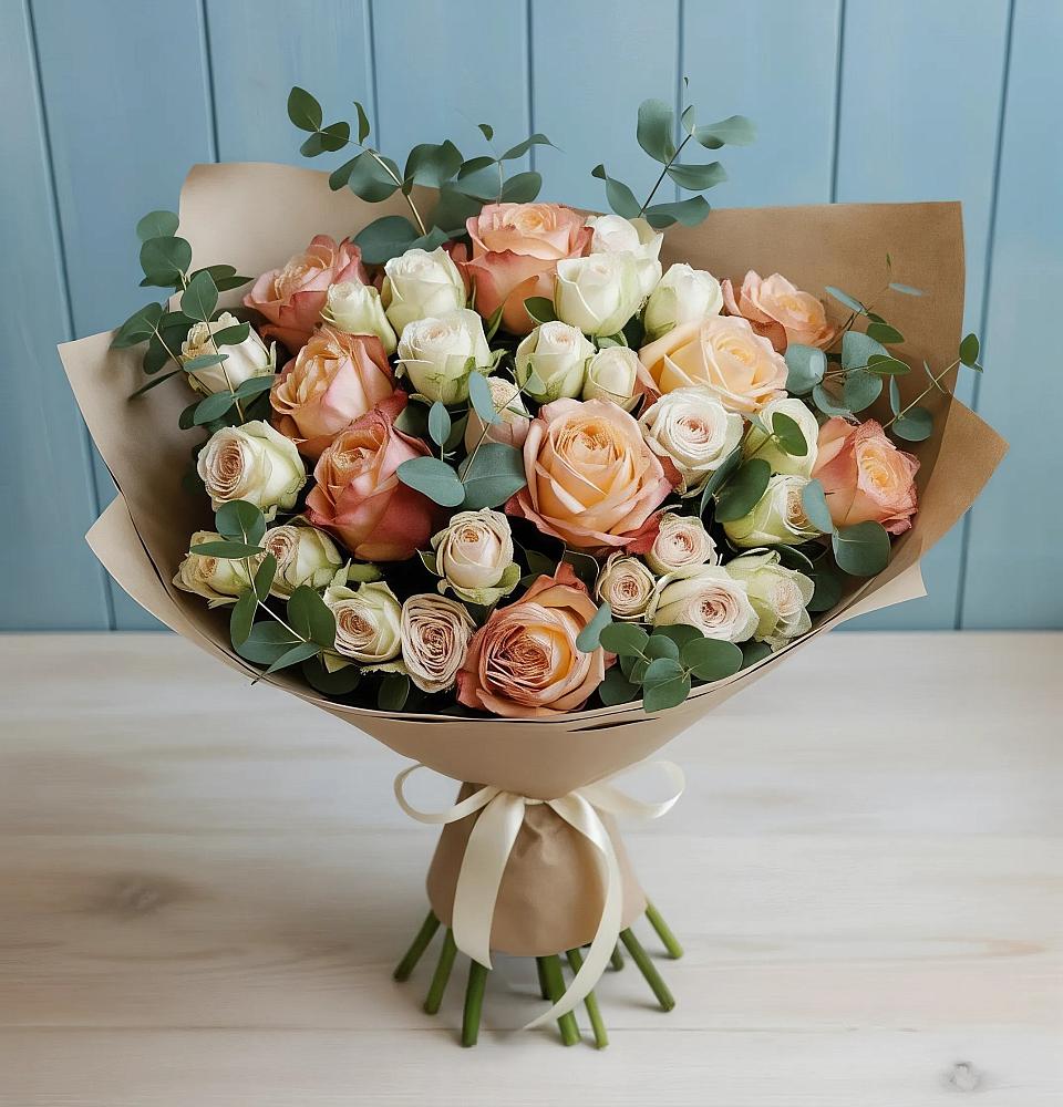 Букет цветов из: Альстромерии и Розы в Шербакуле