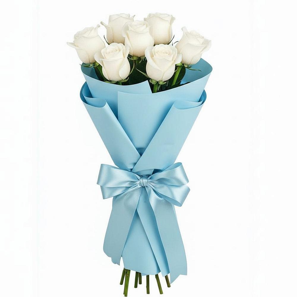 Букет 7 белых роз Проуд в Шербакуле
