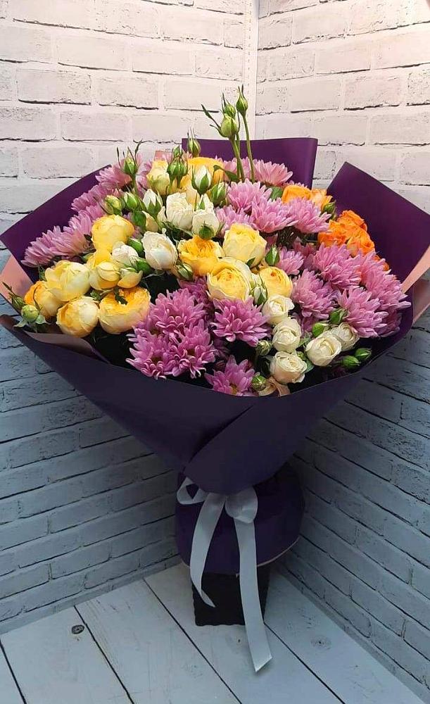 Букет цветов из: Хризантемы и Розы в Шербакуле
