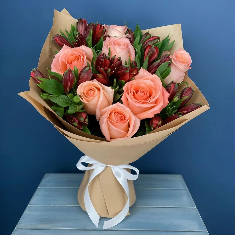 Букет цветов из: Розы и Альстромерии в Шербакуле