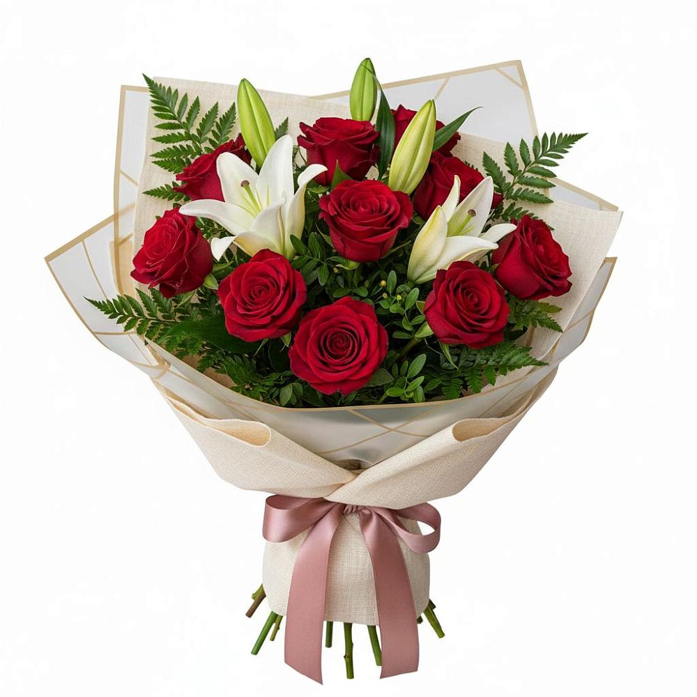 Букет цветов из: Лилии и Розы в Шербакуле