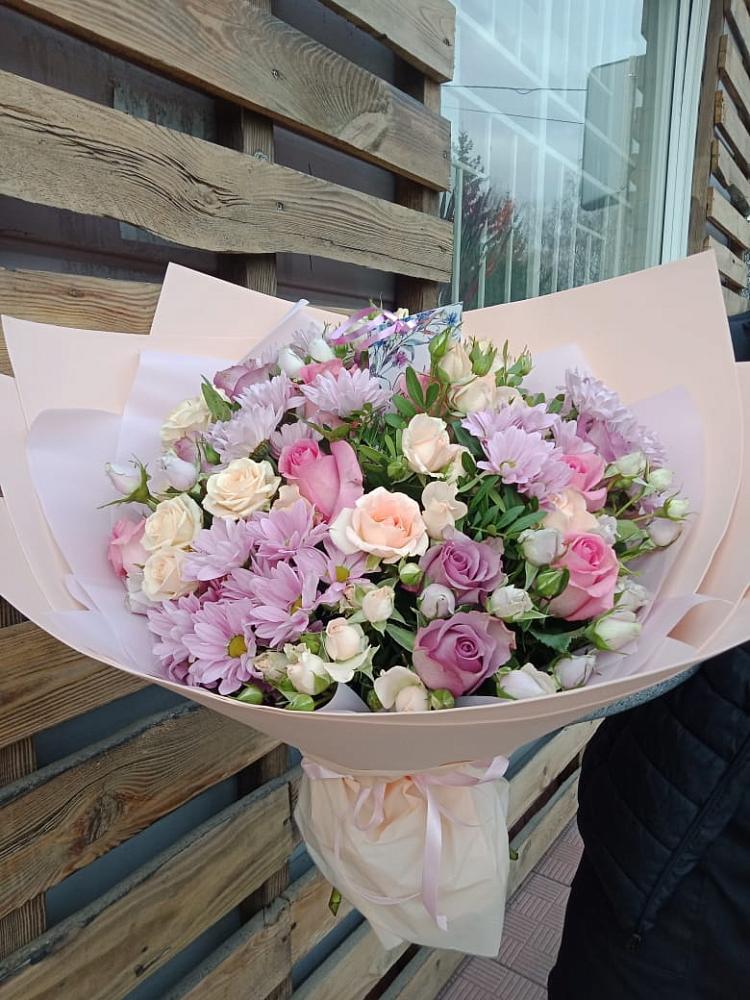 Букет цветов из: Розы и Хризантемы в Шербакуле