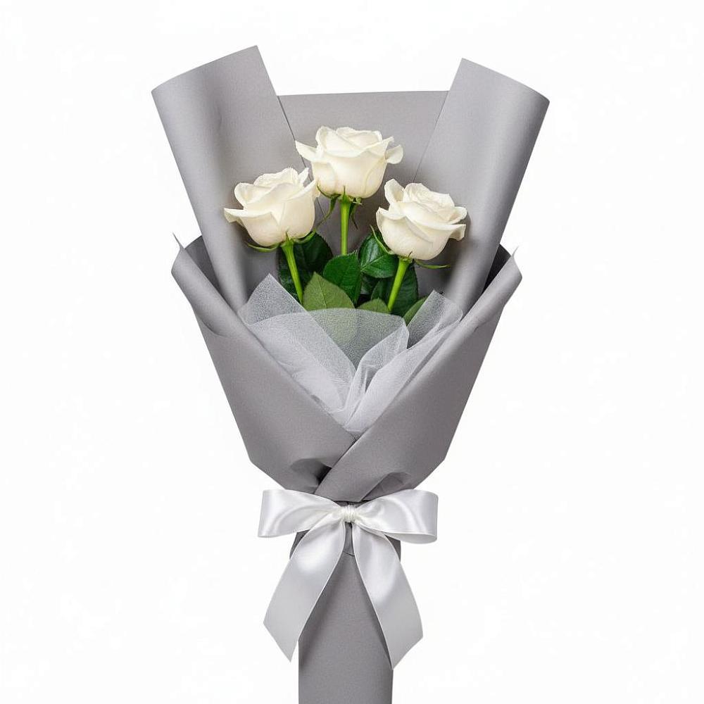 Букет 3 белые розы в Шербакуле