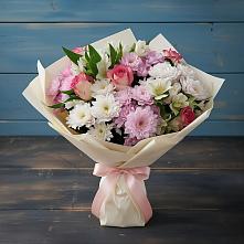 Букет цветов из:  Хризантемы, Альстромерии и Розы в Шербакуле