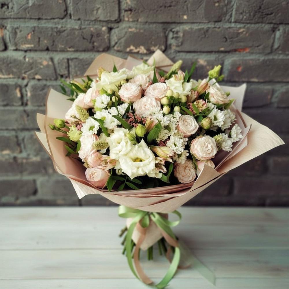 Букет цветов из: Альстромерии, Розы и Хризантемы в Шербакуле