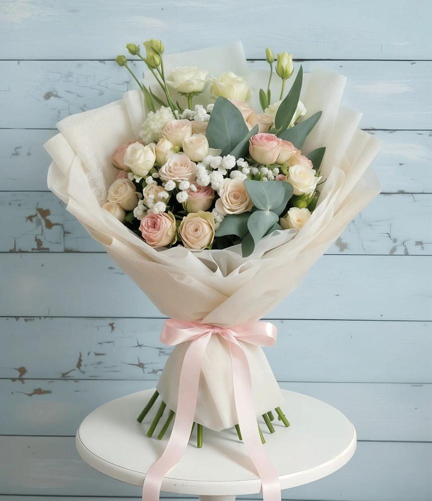 Букет цветов из: Розы и Лизиантусы в Шербакуле