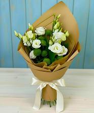 Букет цветов из:  Хризантемы и Лизиантусы в Шербакуле