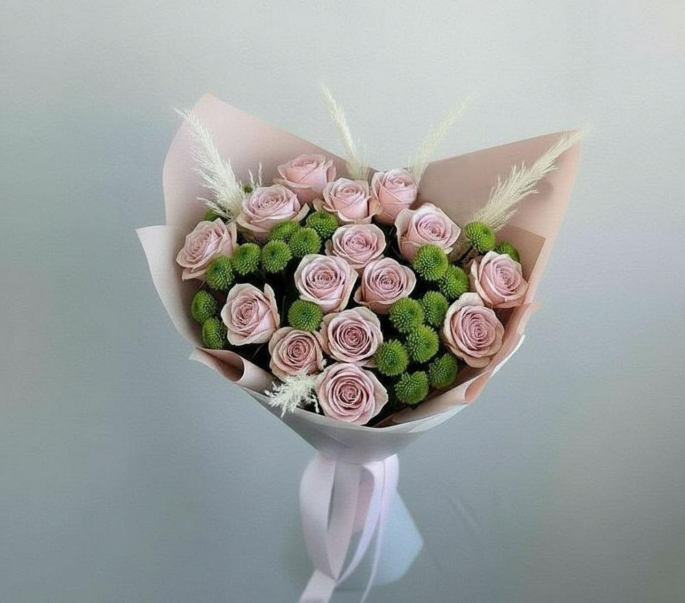 Букет цветов из: Розы и Хризантемы в Шербакуле