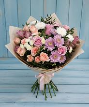 Букет цветов из:  Хризантемы, Розы и Альстромерии в Шербакуле