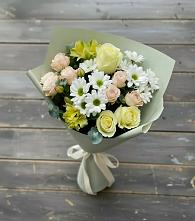 Букет цветов из:  Альстромерии, Розы и Хризантемы в Шербакуле