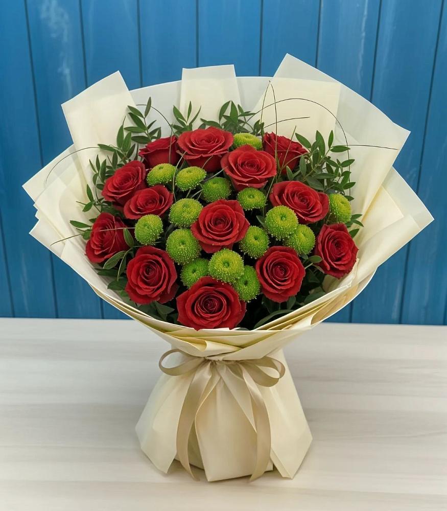 Букет цветов из: Розы и Хризантемы в Шербакуле