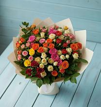 Букет Микс из разноцветных кустовых роз в Шербакуле