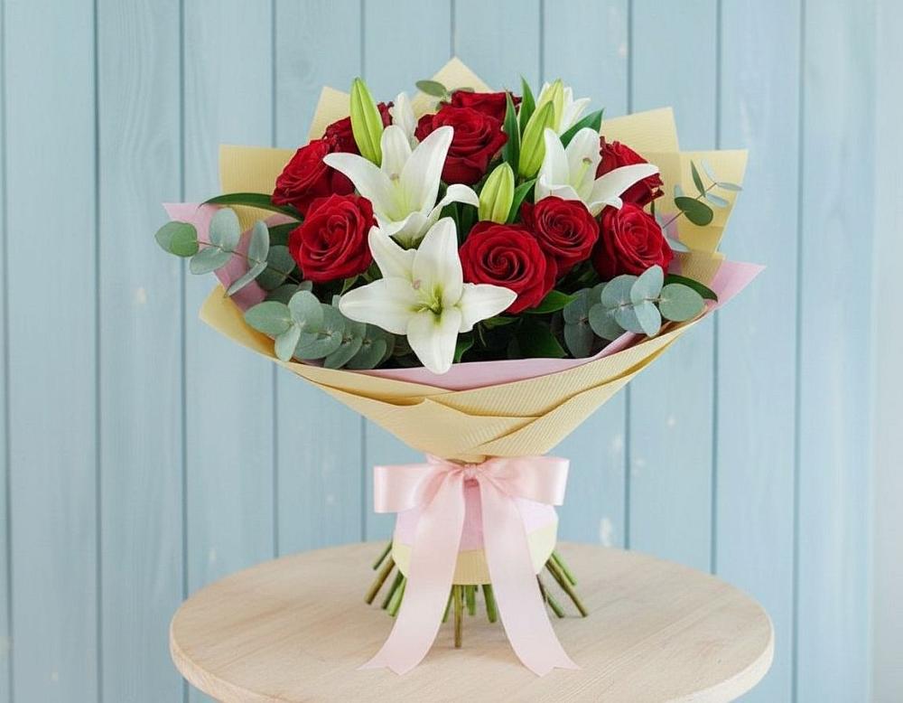 Букет цветов из: Лилии и Розы в Шербакуле